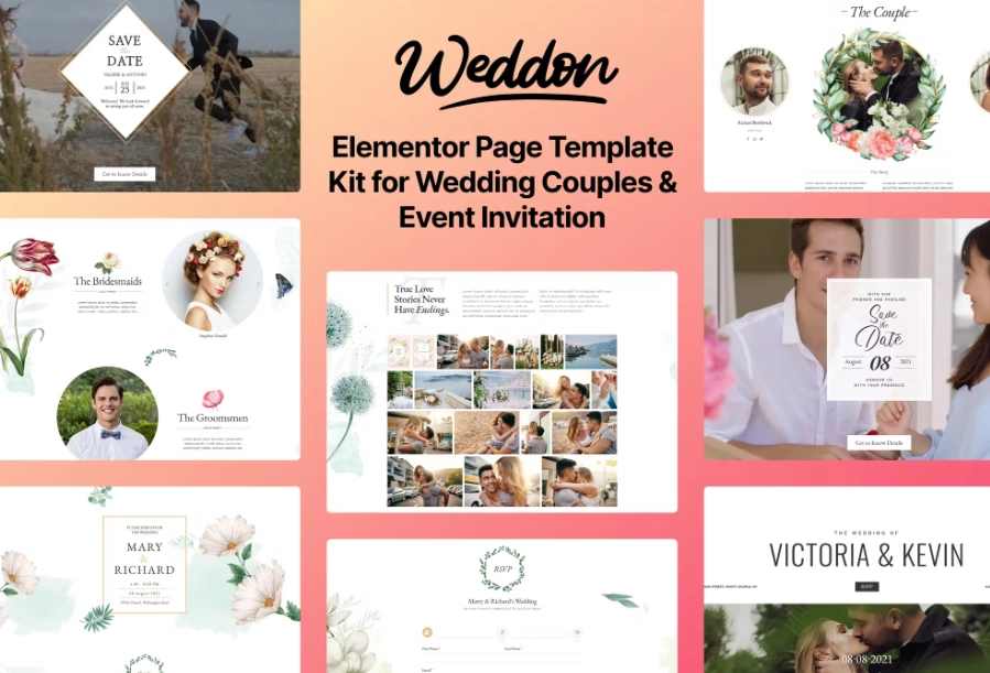 Weddon – Wedding Event Invitation Elementor Template Kit