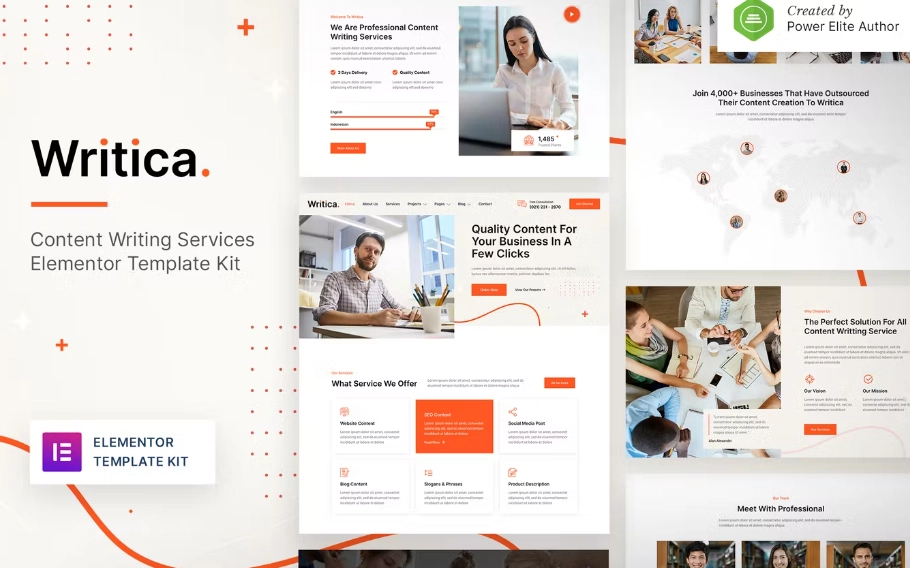 Writica – Content Writing Services Elementor Template Kit