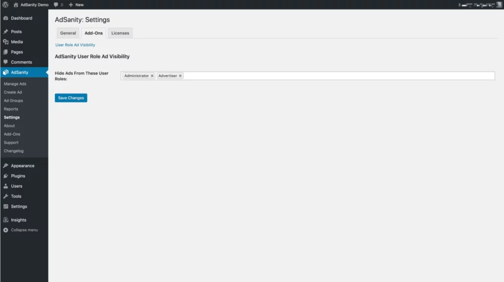 AdSanity User Role Ad 1.1
