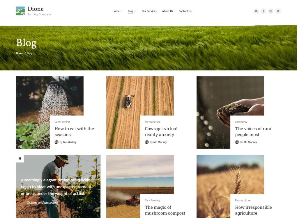 Dione – farming and agriculture corporate template 1.1.0