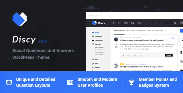 Discy – Social Questions and Answers WP Theme 5.5.7