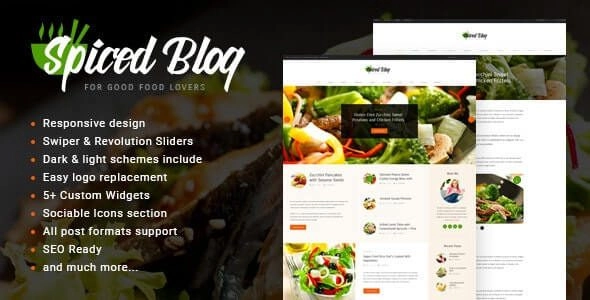 Spiced Blog – A Crisp Recipes & Food Personal Page WordPress Theme 1.5.4