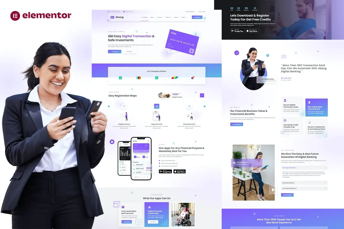 Abang – Digital Bank & Financial Investment Elementor Template Kit