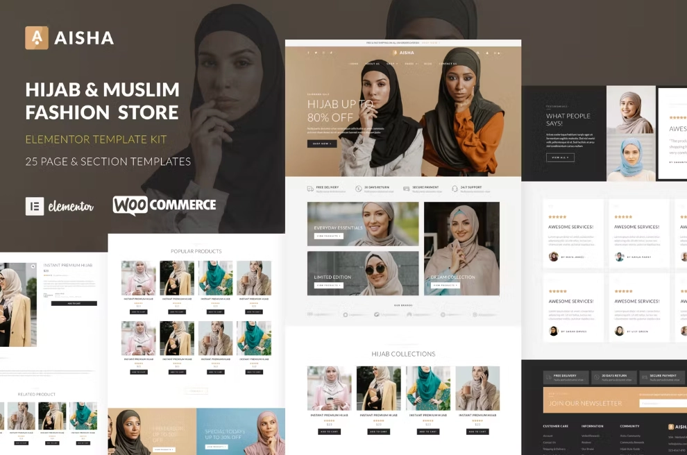 Aisha – Hijab & Muslim Wear Store Elementor Template Kit