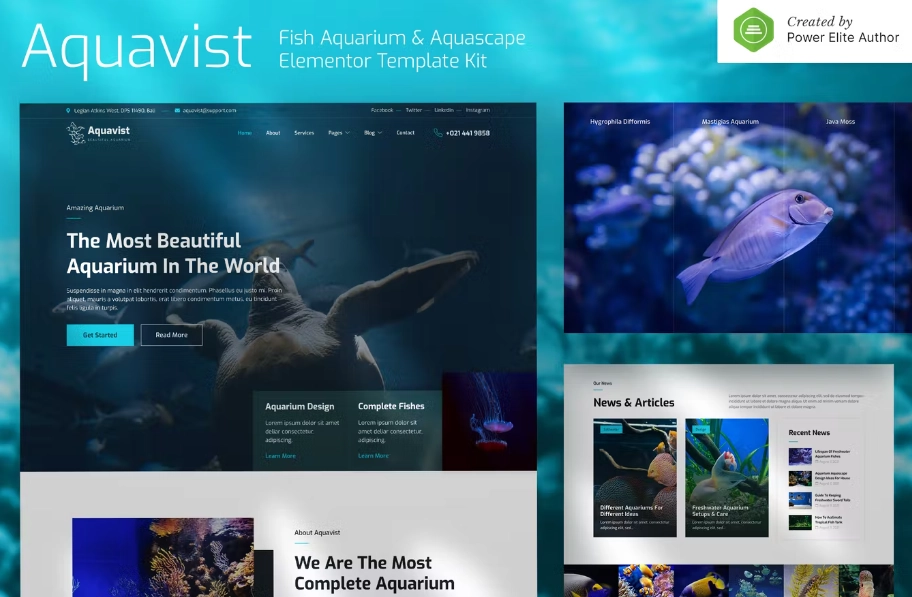 Aquavist – Fish Aquarium & Aquascape Elementor Template Kit