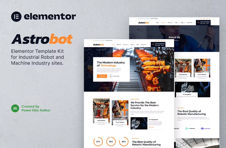 Astrobot – Industrial Robot & Machine Industry Elementor Template Kit