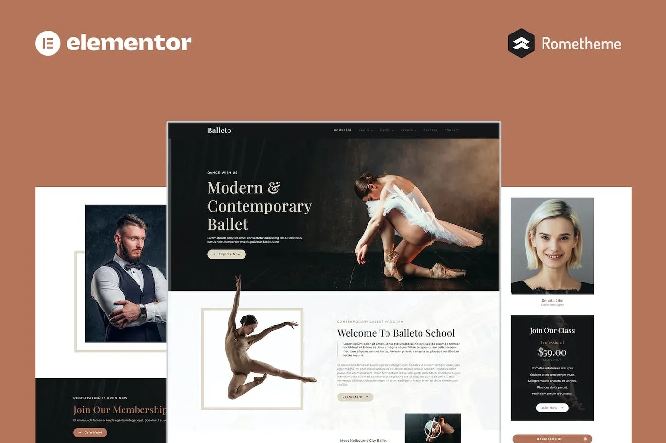 Balleto – Ballet School Elementor Pro Full Site Template Kit