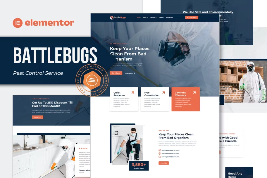 BattleBugs – Pest Control Service Elementor Template Kit