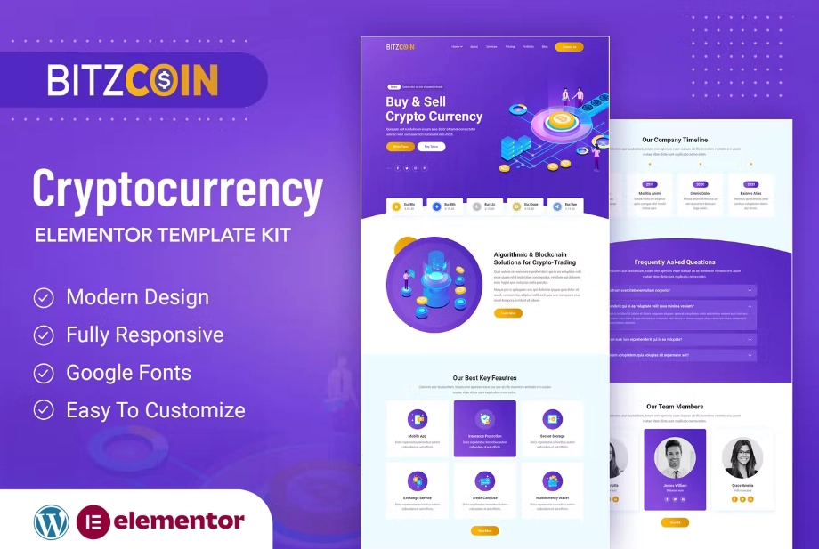 BitzCoin – Crypto Exchange Elementor Template Kit