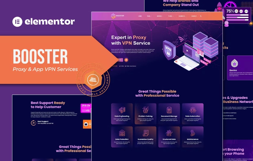 Booster – Proxy & App VPN Service Elementor Template Kit