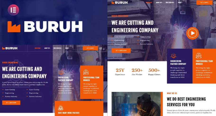 Buruh – Laser Cutting & Engineering Company Elementor Template Kit