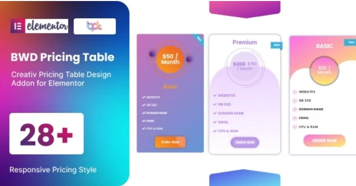 BWD Pricing Table addon for elementor 1.0
