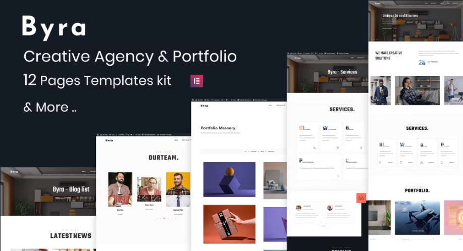 Byra – Creative Agency & Modern Portfolio Elementor Template Kit