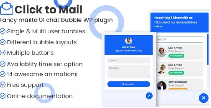 Click to mail – Fancy Mailto UI chat bubbles WordPress plugin 1.0