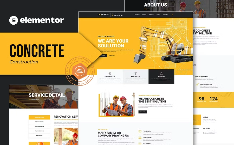 Concrete – Construction Elementor Template Kit