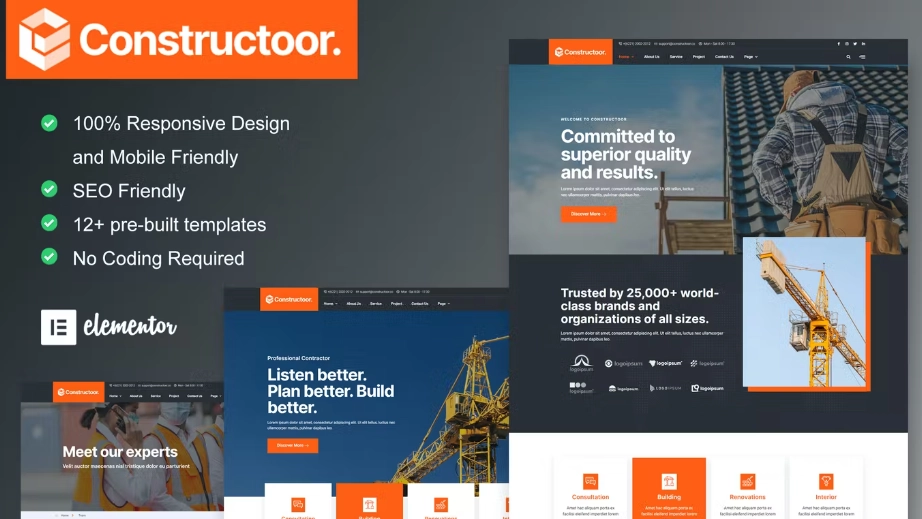 Constructoor – Construction & Building Elementor Template Kit