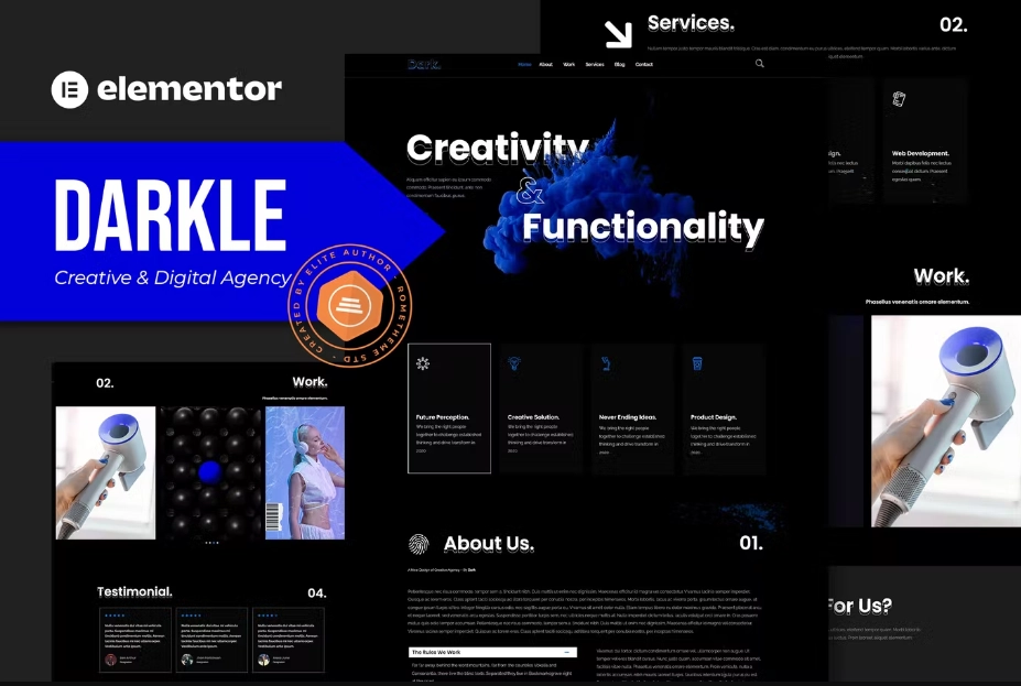 Darkle – Creative & Digital Agency Elementor Template Kit