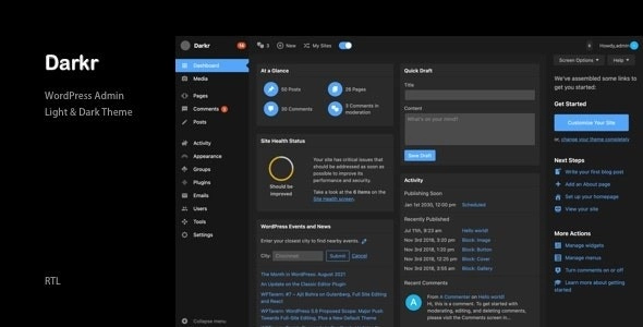 Darkr – WordPress Admin Light & Dark Theme 1.3