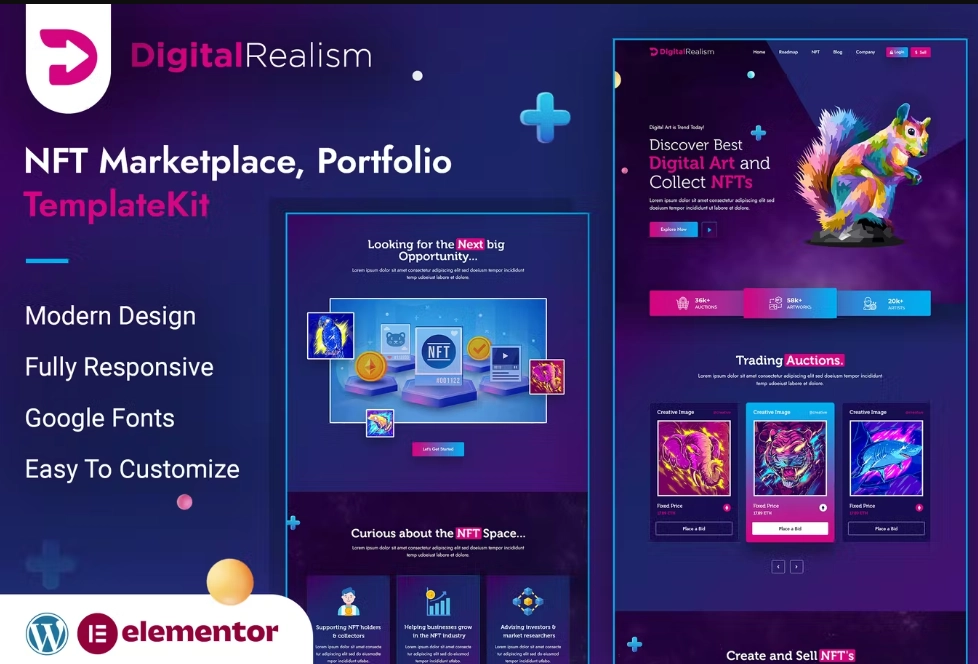 Digital Realism | NFT Elementor Template Kit