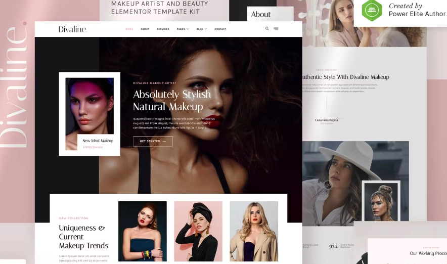 Divaline – Makeup Artist, Model & Beauty Elementor Template Kit