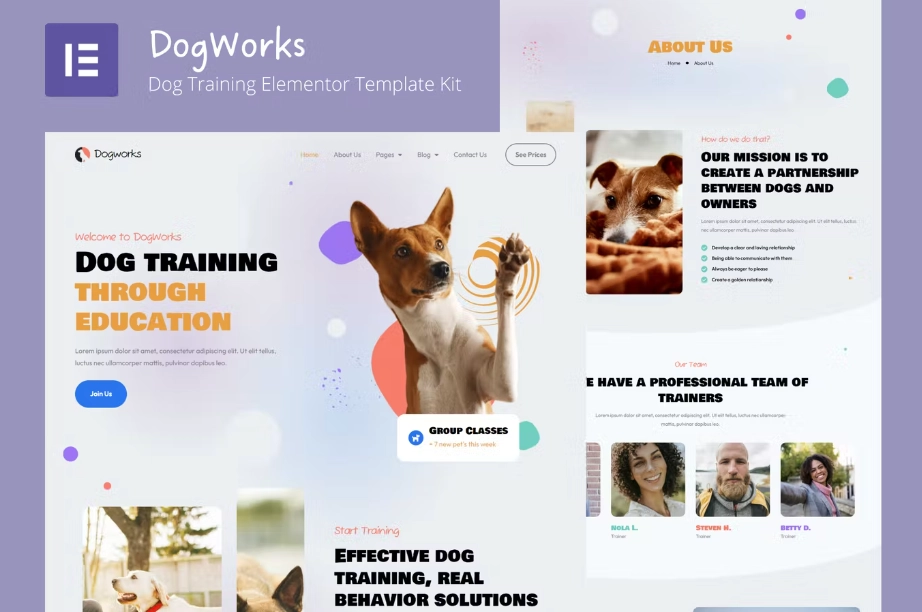 DogWorks – Dog Training Elementor Template Kit