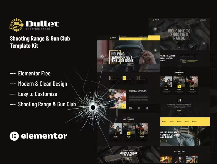 Dullet – Shooting Range & Gun Club Elementor Template Kit