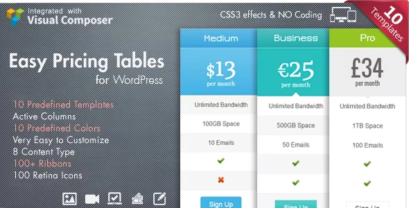 Easy Pricing Tables WordPress Plugin 2.4