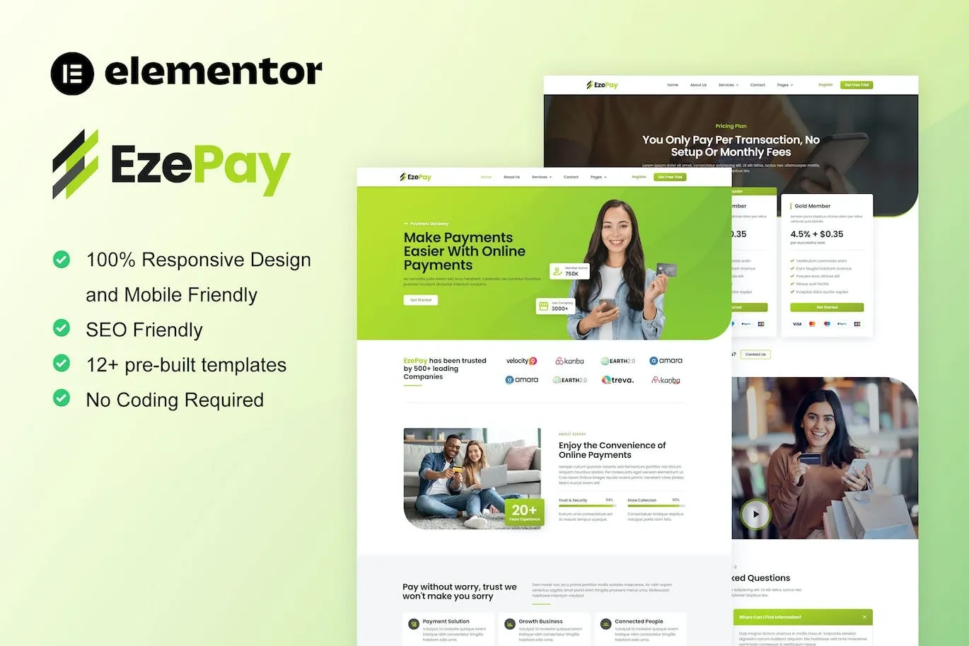 EzePay – Online Payment Gateway Elementor Pro Template Kit