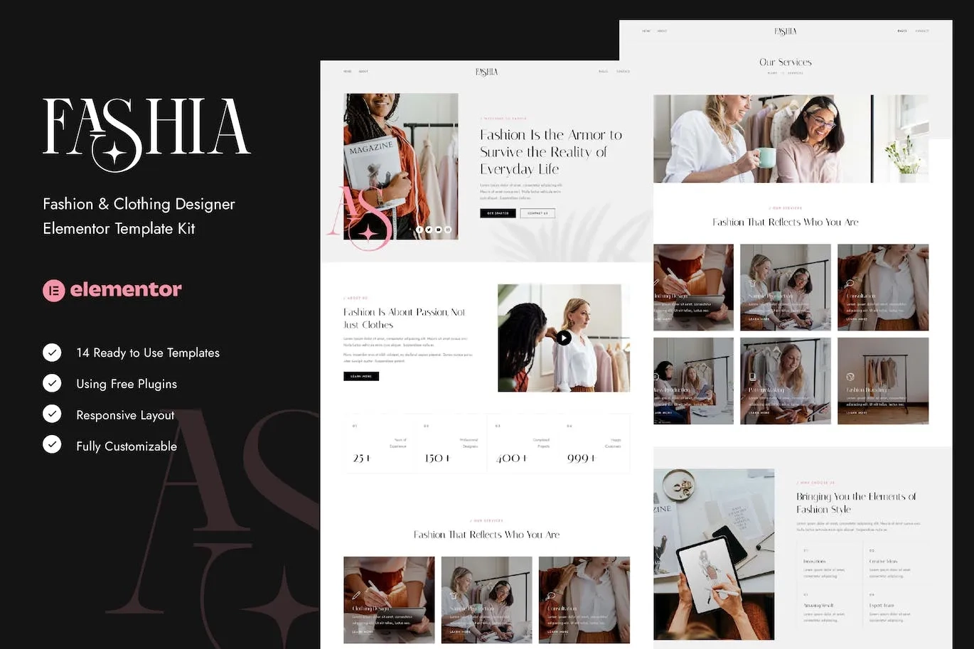 Fashia – Fashion & Clothing Designer Elementor Template Kit