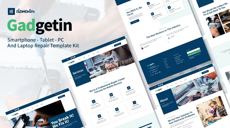 Gadgetin – Smartphone & Computer Repair Elementor Template Kit