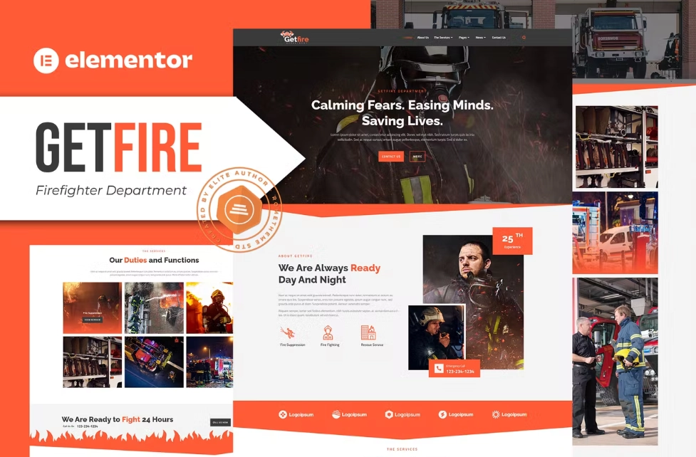 Getfire – Firefighter Department Elementor Template Kit