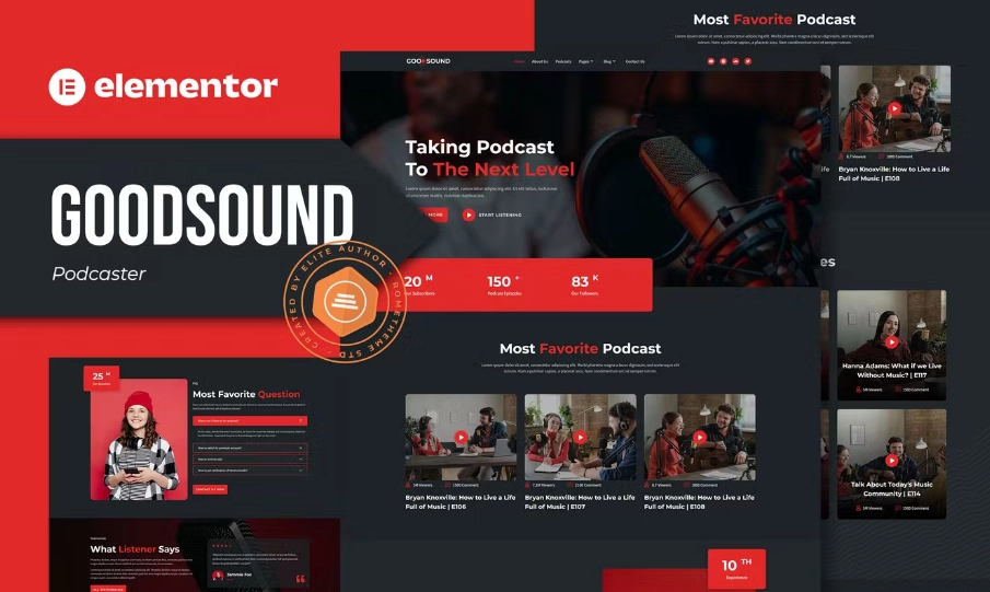 Goodsound – Podcaster Elementor Template Kit