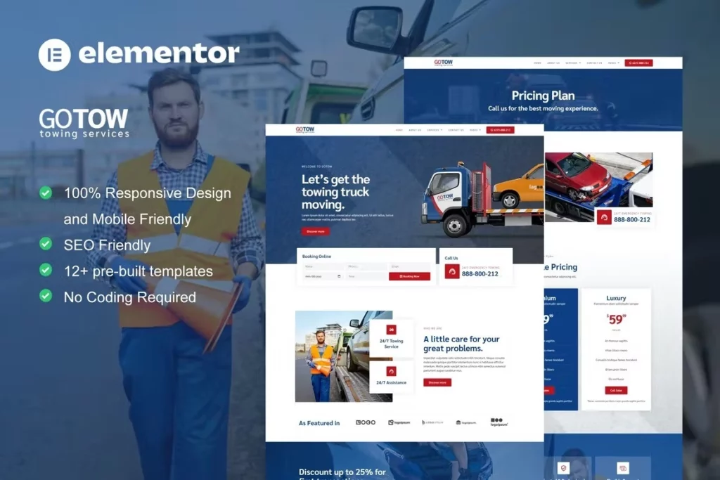 Gotow – Towing Services Elementor Template Kit