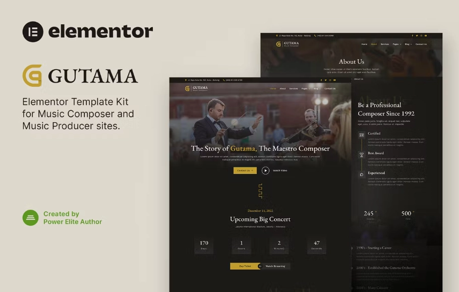 Gutama – Music Composer & Producer Elementor Template Kit