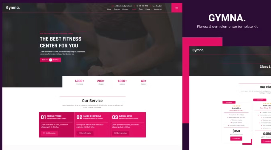 Gymna – Fitness & Gym Elementor Template Kit