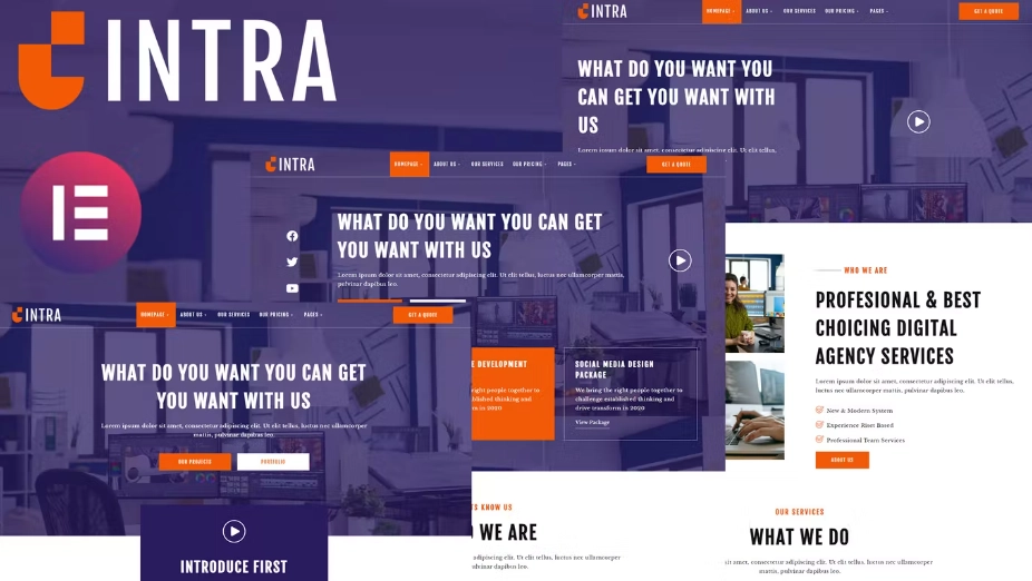 Intra – Modern Digital Agency Elementor Template Kit