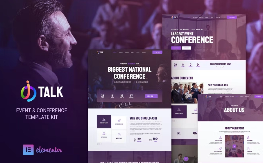 iTalk – Event & Conference Elementor Template Kit