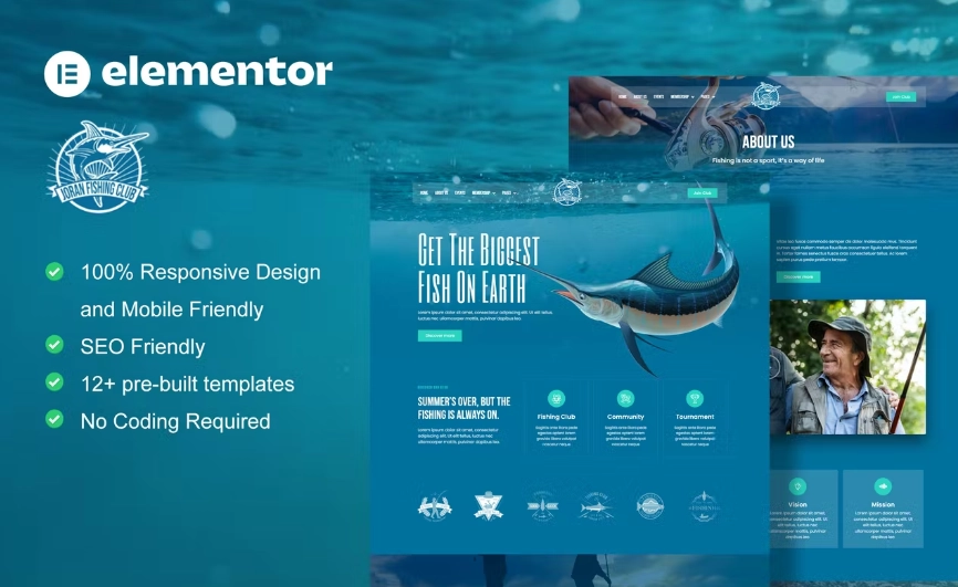 Joran – Fishing Club Elementor Template Kit