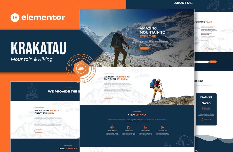 Krakatau – Mountain & Hiking Elementor Template Kit