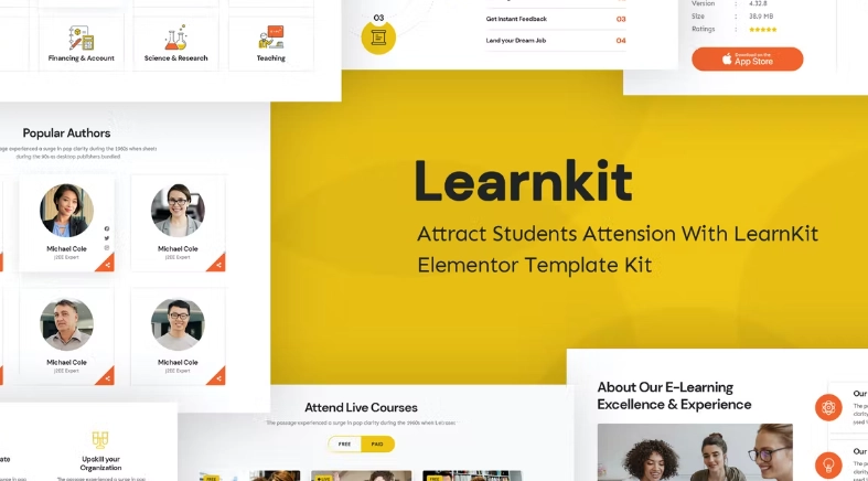 LearnKit – e-Learning Elementor Template Kit