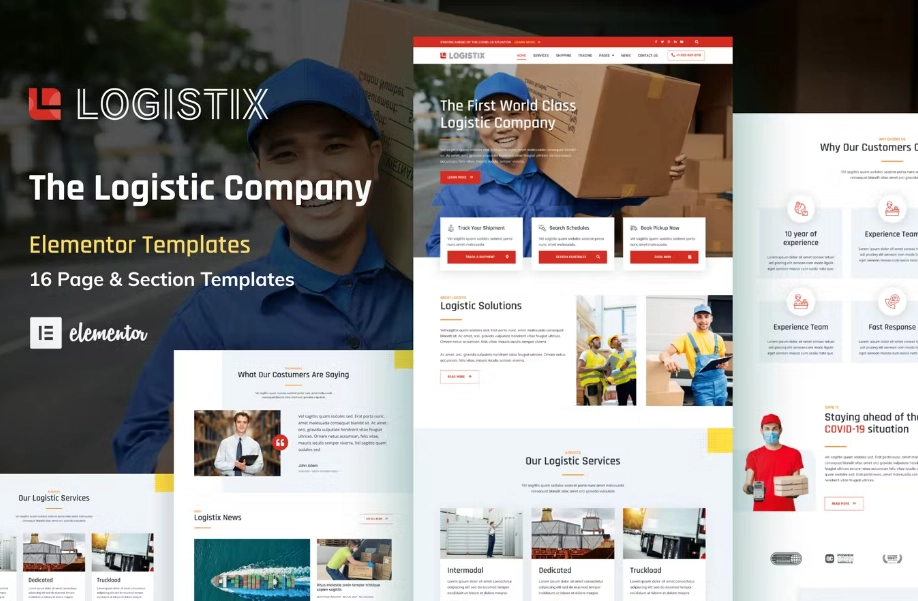 Logistix – Transportation Courier & Logistic Company Elementor Template Kit