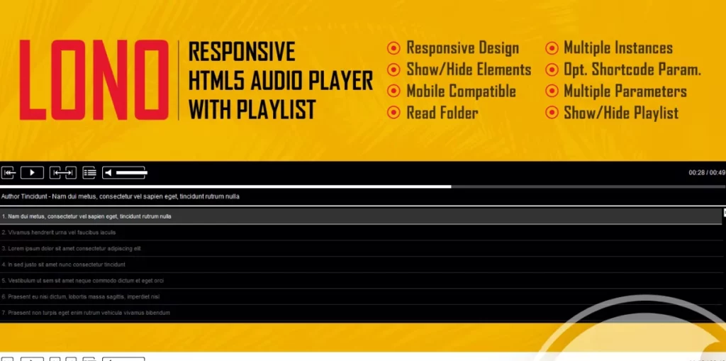 Lono – Responsive HTML5 Audio Player With Playlist 1.3.1
