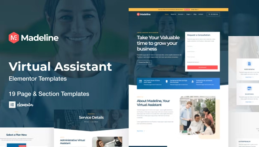 Madeline – Virtual Assistant Website Elementor Template Kit