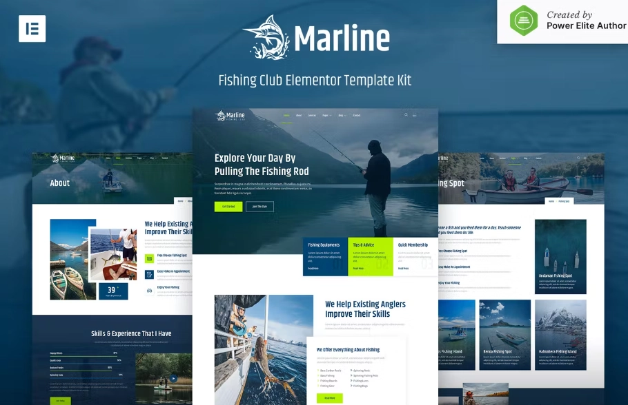 Marline – Fishing & Hunting Club Elementor Template Kit