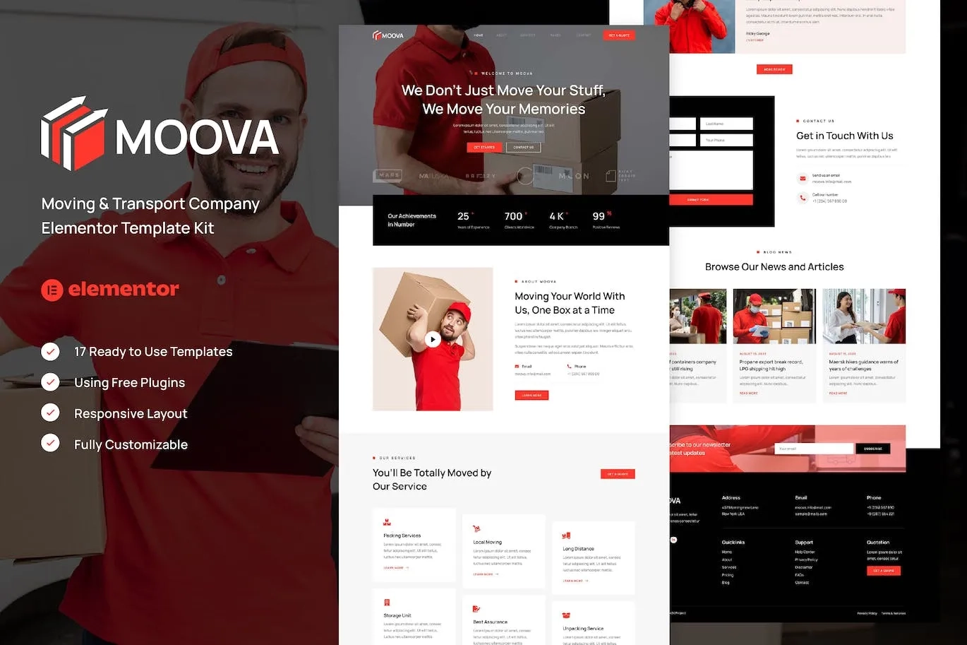 Moova – Moving & Transport Company Elementor Template Kit