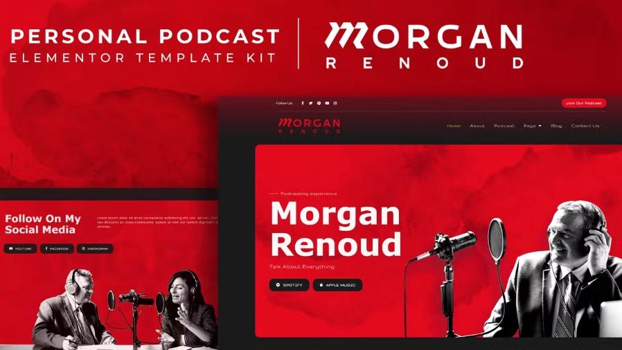 Morgan Renoud – Personal Podcast Elementor Template Kit