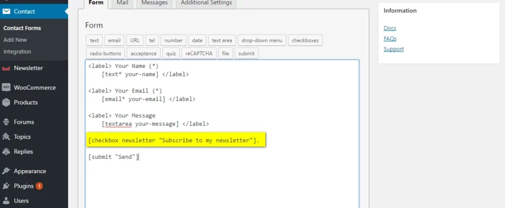 Newsletter Contact Form 7 4.3.5