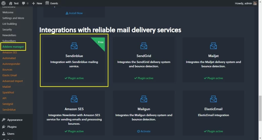 Newsletter Sendinblue 1.1.4