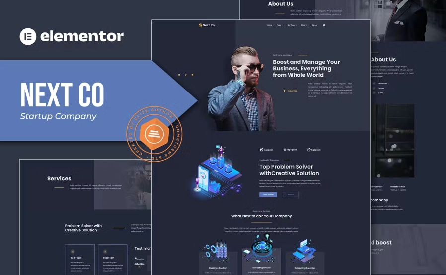 Next Co – Startup Company Elementor Template Kit