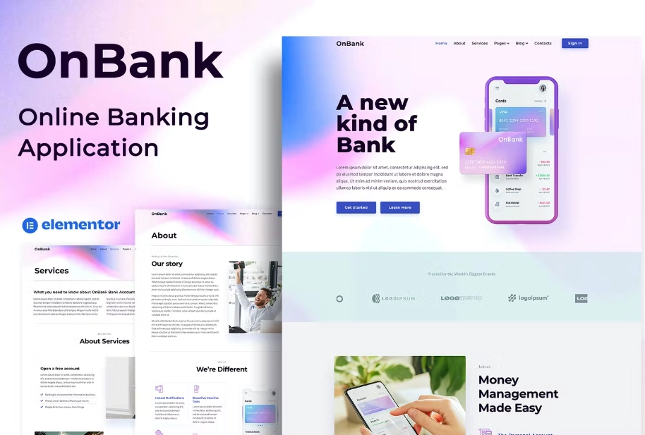 OnBank – Online Banking & Money Transfers – Elementor Kit